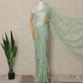 Mint Green Metallic French Chantilly Saree Lace Elegant Floral Net Design 5.5 Mtrs Length 110 Cms Width Premium Soft Sheer Fabric France Origin-D28905 Regal Fabrics