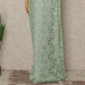 Mint Green Metallic French Chantilly Saree Lace Elegant Floral Net Design 5.5 Mtrs Length 110 Cms Width Premium Soft Sheer Fabric France Origin-D28905 Regal Fabrics