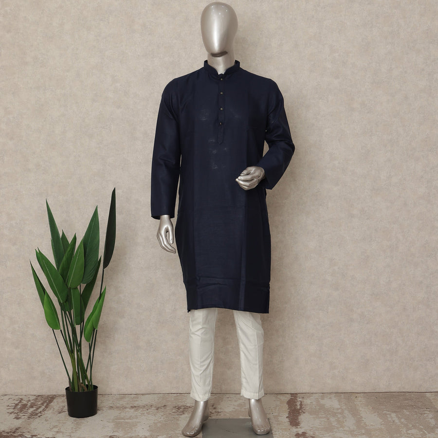 Blue Cotton Men's Kurta Pajama - D29289