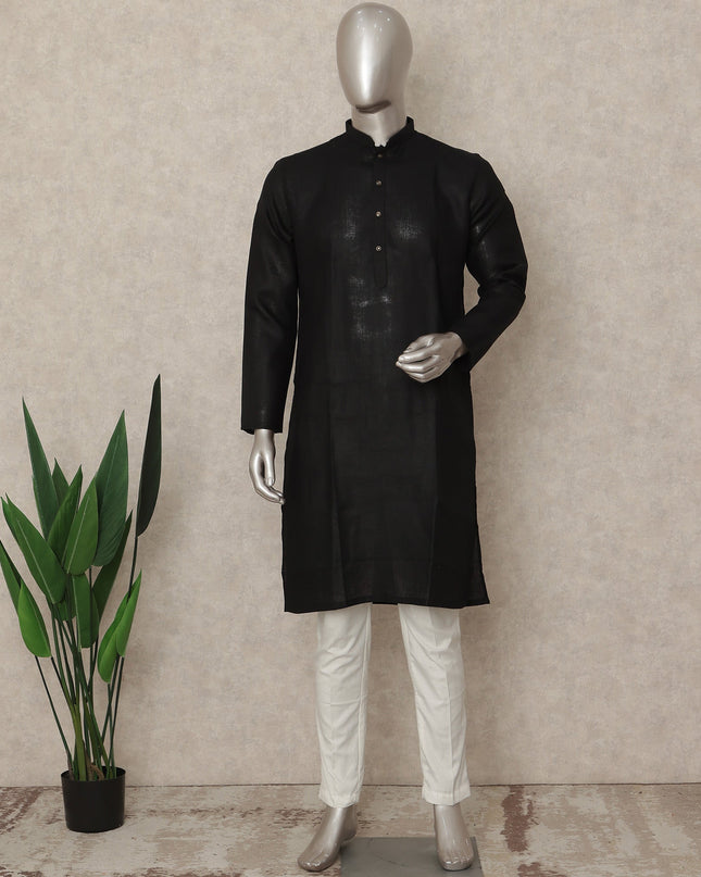 Black Cotton Men's Kurta Pajama - D29288