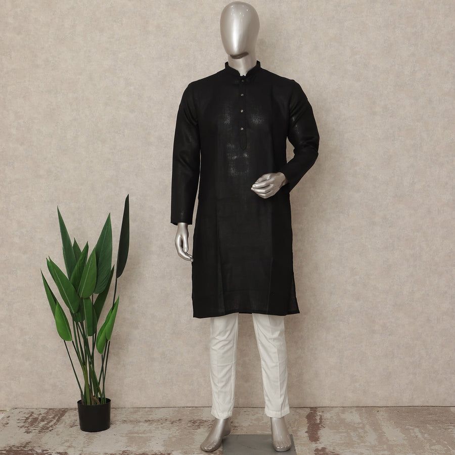 Black Cotton Men's Kurta Pajama - D29288