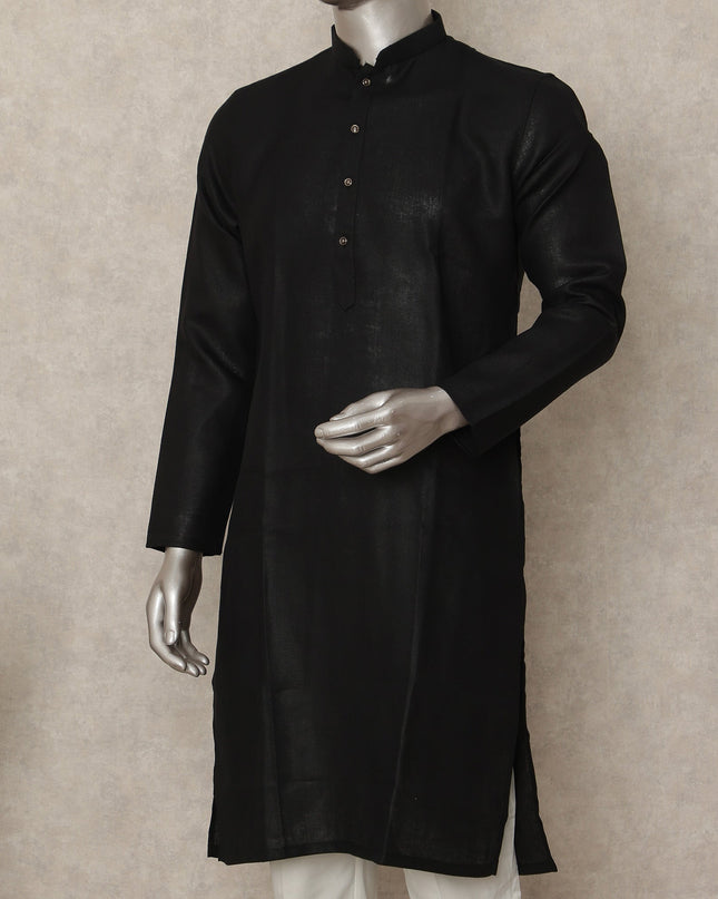 Black Cotton Men's Kurta Pajama - D29288
