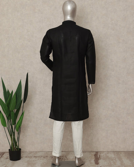 Black Cotton Men's Kurta Pajama - D29288