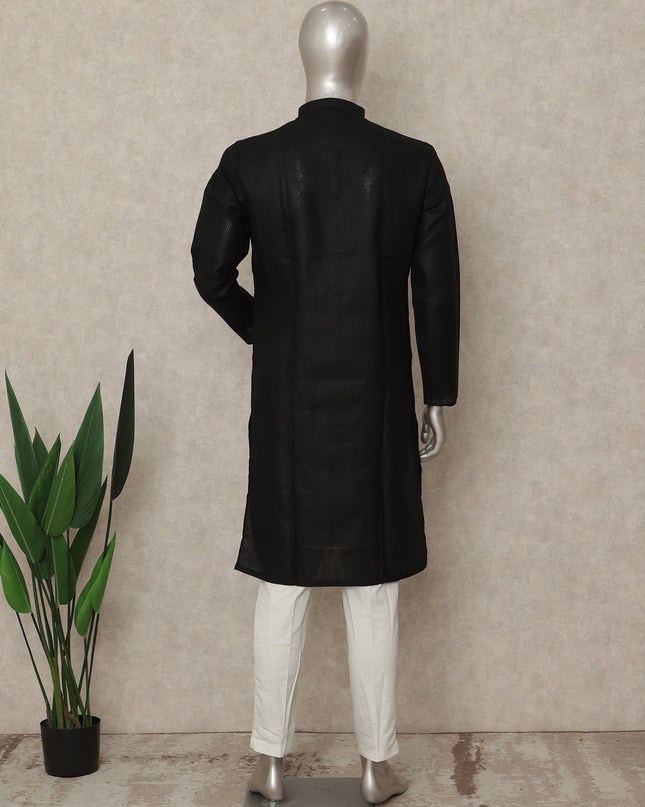 Black Cotton Men's Kurta Pajama - D29288