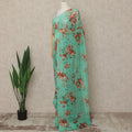 Mint Green Floral Premium Pure Silk Chiffon Saree 5.5 Meters x 110 Cms Width with Stone Work from South Korea Unstitched Blouse Not Included-D28162