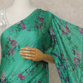 Emerald Green Floral Premium Pure Silk Chiffon Saree 5.5 Meters x 110 Cms Width with Stone Work from South Korea Unstitched Blouse Not Included-D28170