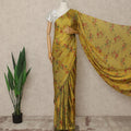 Sunflower Yellow Floral Premium Pure Silk Chiffon Saree 5.5 Meters x 110 Cms Width with Stone Work from South Korea Unstitched Blouse Not Included-D28167