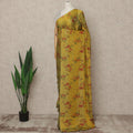 Sunflower Yellow Floral Premium Pure Silk Chiffon Saree 5.5 Meters x 110 Cms Width with Stone Work from South Korea Unstitched Blouse Not Included-D28167