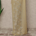 Antique Gold Premium French Metallic Chantilly Saree Lace With Stone Work 5.5 Meters x 110 Cms Width Elegant Embellished Net Fabric From France Unstitched Blouse Not Included-D28145