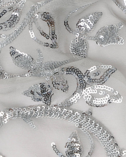 Snow White Bouquet Silk Chiffon Fabric 110cm