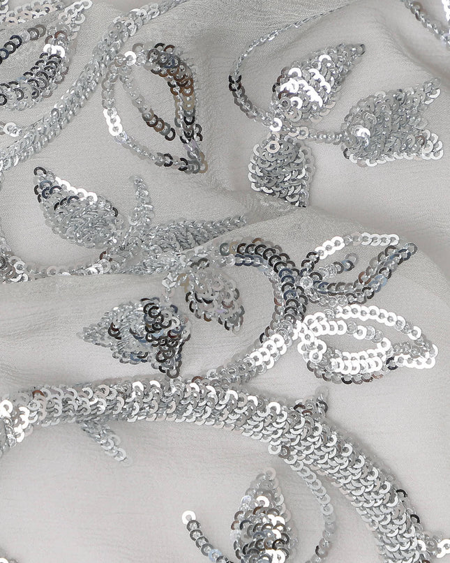 Snow White Bouquet Silk Chiffon Fabric 110cm
