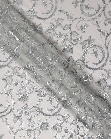 Snow White Bouquet Silk Chiffon Fabric 110cm