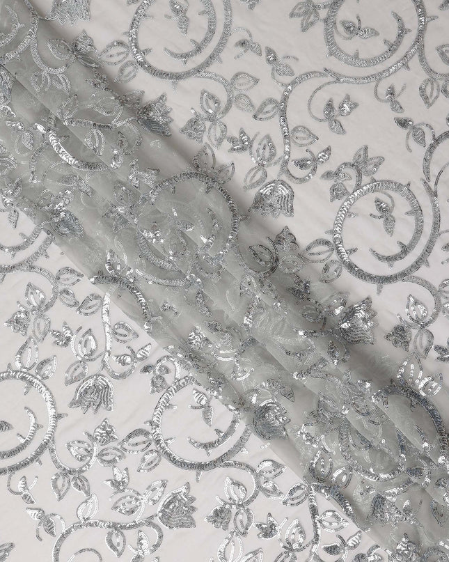 Snow White Bouquet Silk Chiffon Fabric 110cm