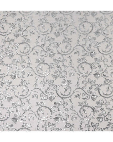 Snow White Bouquet Silk Chiffon Fabric 110cm