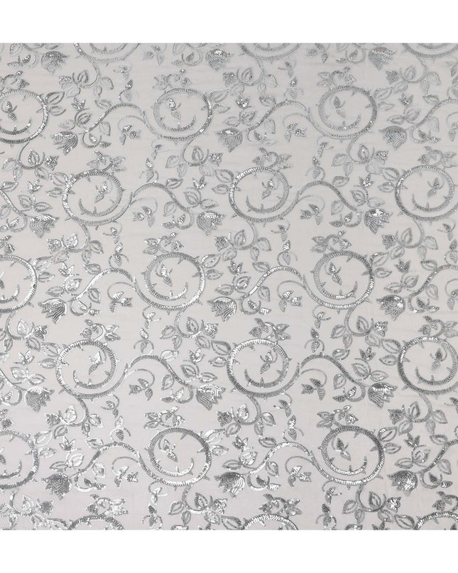 Snow White Bouquet Silk Chiffon Fabric 110cm