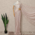 Blush Pink Metallic French Chantilly Saree Lace With Stone Work Elegant Floral Net Design 5.5 Mtrs Length 110 Cms Width Premium Soft Sheer Fabric France Origin-D28923 Regal Fabrics