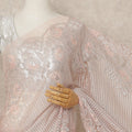 Blush Pink Metallic French Chantilly Saree Lace With Stone Work Elegant Floral Net Design 5.5 Mtrs Length 110 Cms Width Premium Soft Sheer Fabric France Origin-D28923 Regal Fabrics