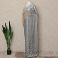 Silver Metallic French Chantilly Saree Lace With Stone Work Elegant Floral Net Design 5.5 Mtrs Length 110 Cms Width Premium Soft Sheer Fabric France Origin-D28921 Regal Fabrics