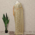 Gold Metallic French Chantilly Saree Lace With Stone Work Elegant Floral Net Design 5.5 Mtrs Length 110 Cms Width Premium Soft Sheer Fabric France Origin-D28922 Regal Fabrics