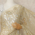 Gold Metallic French Chantilly Saree Lace With Stone Work Elegant Floral Net Design 5.5 Mtrs Length 110 Cms Width Premium Soft Sheer Fabric France Origin-D28922 Regal Fabrics