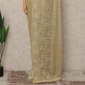 Gold Metallic French Chantilly Saree Lace With Stone Work Elegant Floral Net Design 5.5 Mtrs Length 110 Cms Width Premium Soft Sheer Fabric France Origin-D28922 Regal Fabrics