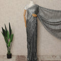 Charcoal Black Metallic French Chantilly Saree Lace With Stone Work Elegant Floral Net Design 5.5 Mtrs Length 110 Cms Width Premium Soft Sheer Fabric France Origin-D28920 Regal Fabrics