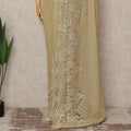 Golden Beige Metallic French Chantilly Saree Lace With Stone Work Elegant Floral Net Design 5.5 Mtrs Length 110 Cms Width Premium Soft Sheer Fabric France Origin-D28918 Regal Fabrics