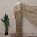 Gold French Chantilly Lace Saree | Regal