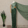 Emerald Green French Chantilly Saree Lace With Stone Work Elegant Floral Net Design 5.5 Mtrs Length 110 Cms Width Premium Soft Sheer Fabric France Origin-D28890 Regal Fabrics