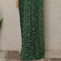 Emerald Green French Chantilly Saree Lace With Stone Work Elegant Floral Net Design 5.5 Mtrs Length 110 Cms Width Premium Soft Sheer Fabric France Origin-D28890 Regal Fabrics