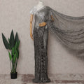 Pewter Grey French Chantilly Lace Saree Piece