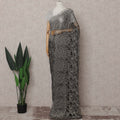 Pewter Grey French Chantilly Lace Saree Piece