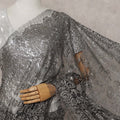 Pewter Grey French Chantilly Lace Saree Piece