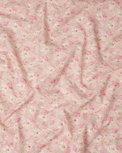 Blush Pink Soft Floral Textured Print Cotton Lawn Fabric, 110 Cms Width, Made in India-D28292 - Regal Fabrics
