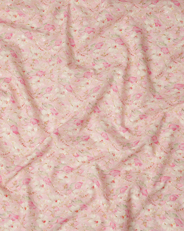 Blush Pink Soft Floral Textured Print Cotton Lawn Fabric, 110 Cms Width, Made in India-D28292 - Regal Fabrics