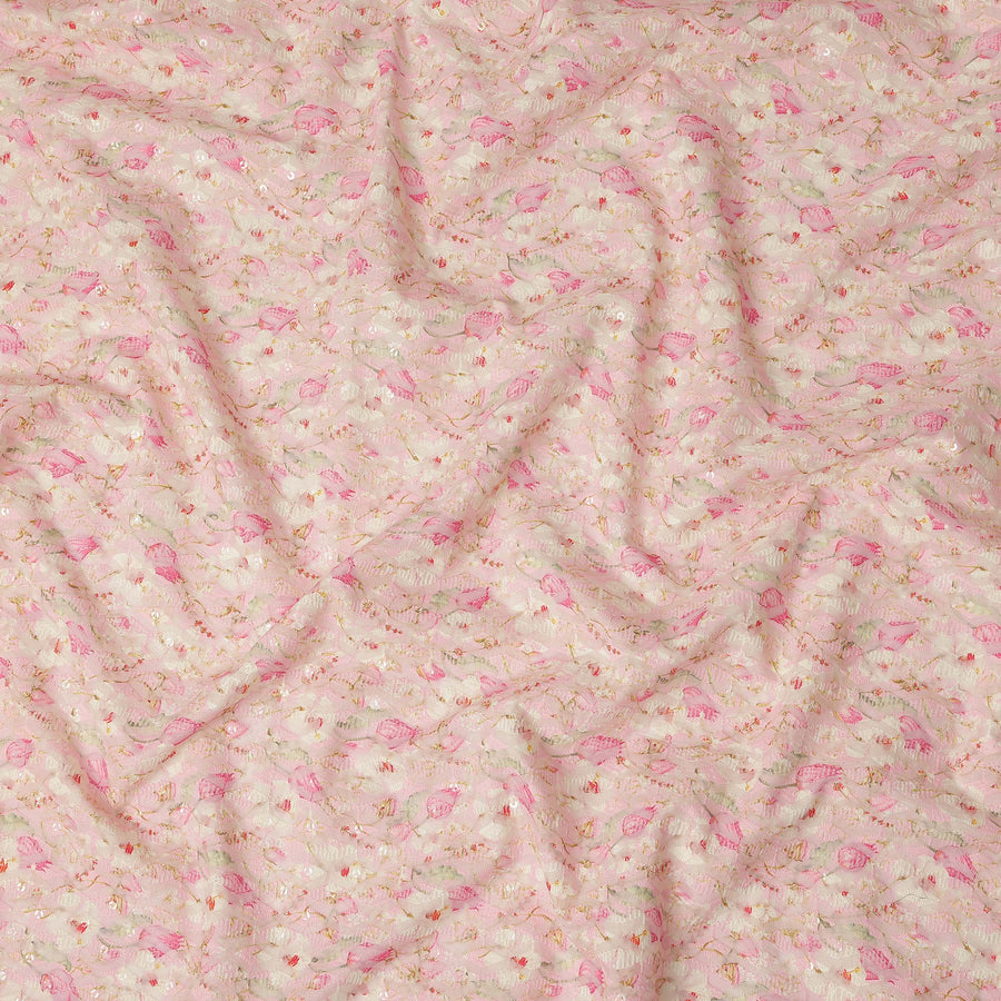 Blush Pink Soft Floral Textured Print Cotton Lawn Fabric, 110 Cms Width, Made in India-D28292 - Regal Fabrics