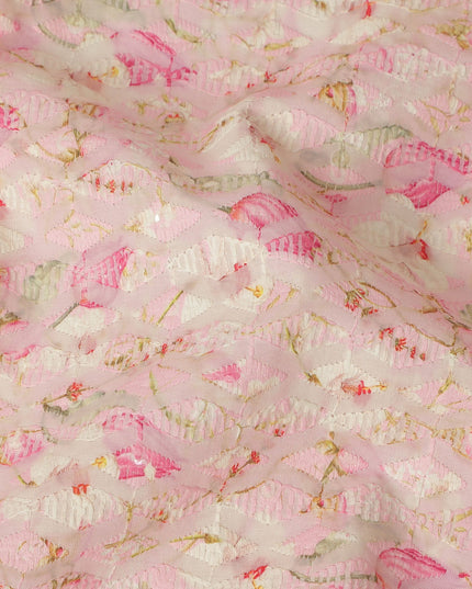 Blush Pink Soft Floral Textured Print Cotton Lawn Fabric, 110 Cms Width, Made in India-D28292 Regal Fabrics