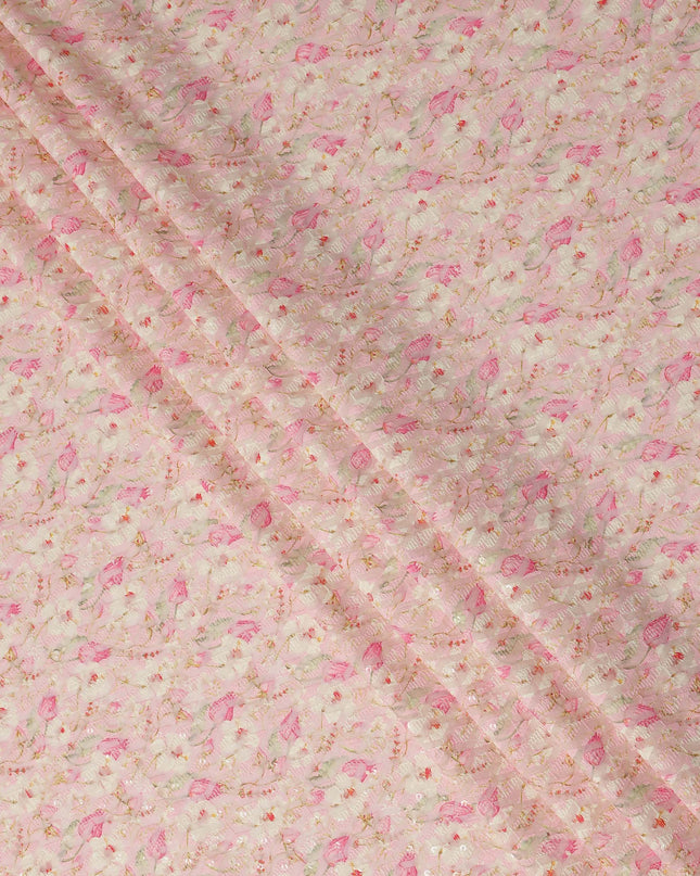 Blush Pink Soft Floral Textured Print Cotton Lawn Fabric, 110 Cms Width, Made in India-D28292 Regal Fabrics