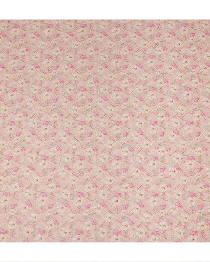 Blush Pink Soft Floral Textured Print Cotton Lawn Fabric, 110 Cms Width, Made in India-D28292 Regal Fabrics