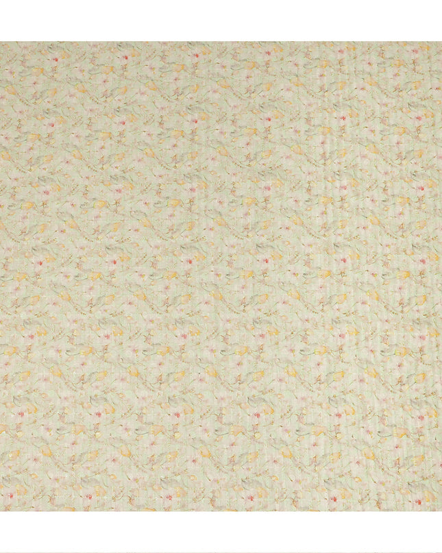 Mint Green Pastel Floral Textured Print Cotton Lawn Fabric, 110 Cms Width, Made in India-D28289 - Regal Fabrics