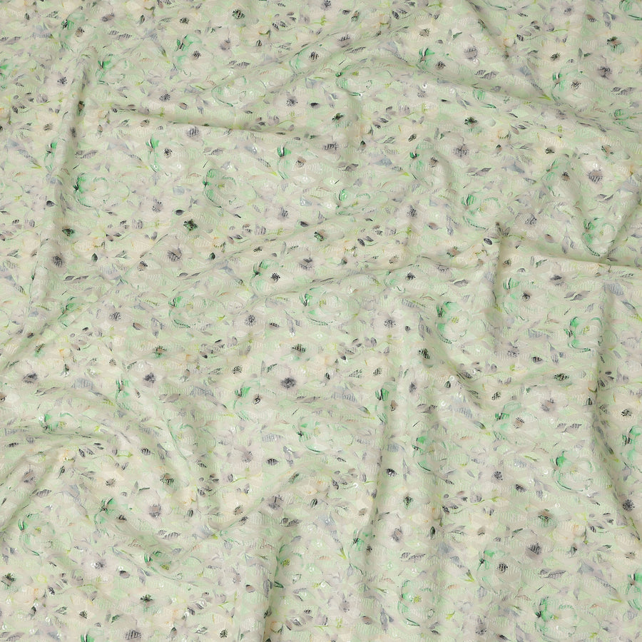 Mint Green Soft Floral Textured Print Cotton Lawn Fabric, 110 Cms Width, Made in India-D28293 Regal Fabrics