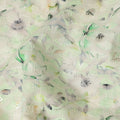 Mint Green Soft Floral Textured Print Cotton Lawn Fabric, 110 Cms Width, Made in India-D28293 Regal Fabrics