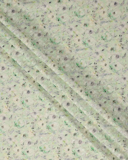 Mint Green Soft Floral Textured Print Cotton Lawn Fabric, 110 Cms Width, Made in India-D28293 Regal Fabrics
