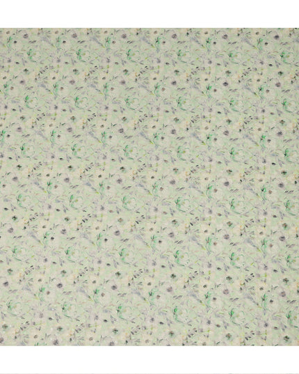 Mint Green Soft Floral Textured Print Cotton Lawn Fabric, 110 Cms Width, Made in India-D28293 Regal Fabrics