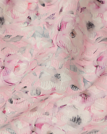 Baby Pink Soft Floral Print Cotton Lawn Fabric, 110 Cms Width, Made in India-D28291 - Regal Fabrics