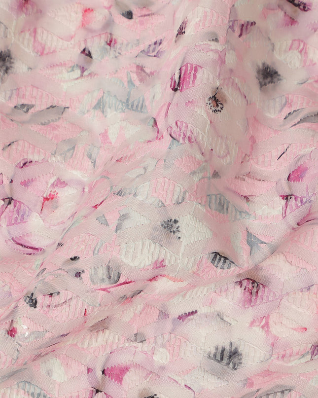Baby Pink Soft Floral Print Cotton Lawn Fabric, 110 Cms Width, Made in India-D28291 - Regal Fabrics