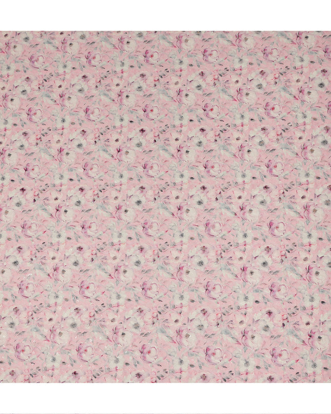 Baby Pink Soft Floral Print Cotton Lawn Fabric, 110 Cms Width, Made in India-D28291 - Regal Fabrics