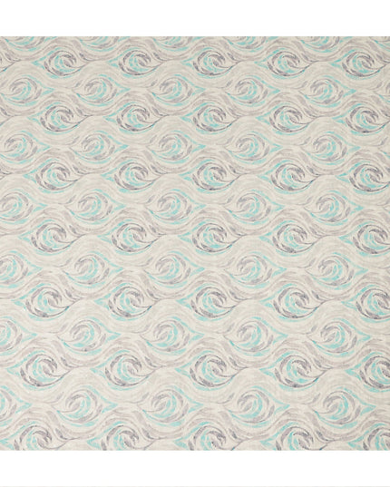 Off White Abstract Wave Print Cotton Lawn Fabric, 110 Cms Width, Made in India-D28279 Regal Fabrics
