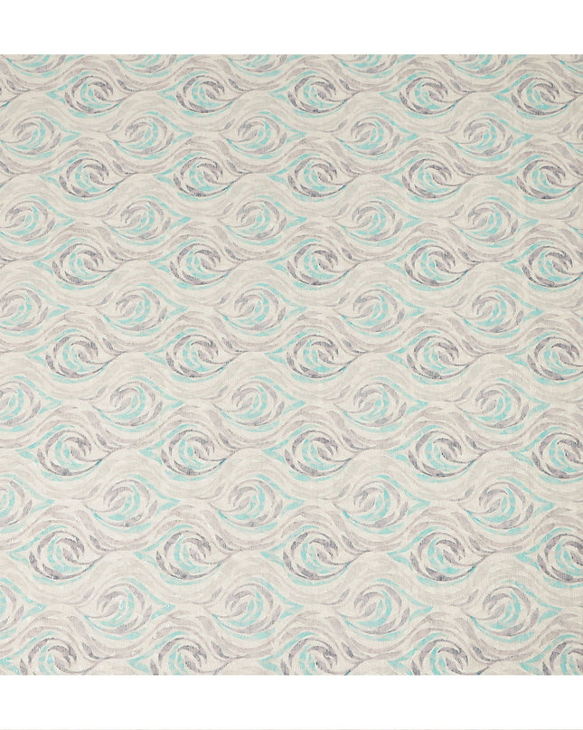 Off White Abstract Wave Print Cotton Lawn Fabric, 110 Cms Width, Made in India-D28279 Regal Fabrics