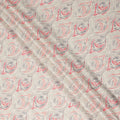 Off White Abstract Wave Print Cotton Lawn Fabric, 110 Cms Width, Made in India-D28281 - Regal Fabrics